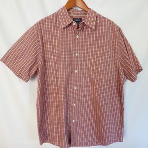 SONOMA BRAND RED BROWN WHITE PLAID BUTTON DOWN SHIRT (PRE-OWNED) LARGE